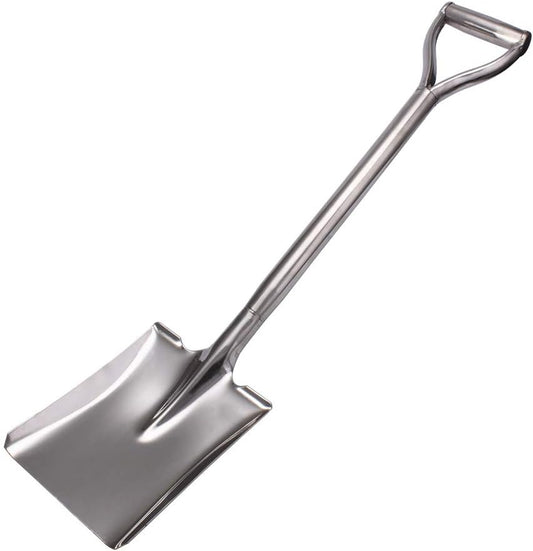 31.5 Inch Flat Head Garden Shovel, D Handle Square Flat Spade Shovel for Gardening, All Stainless
