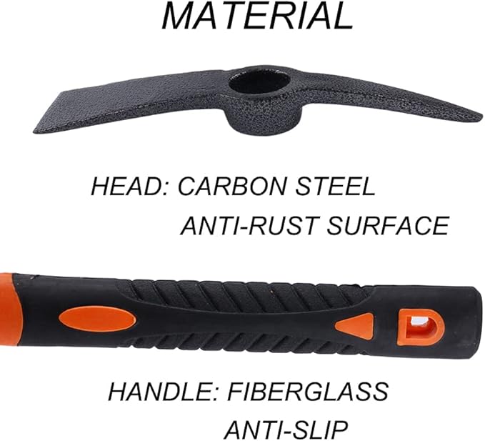 Mattock Hoe Pick Axe with Heavy Duty Forged Adze and Ergonomic Non-Slip Handle 15-inch for