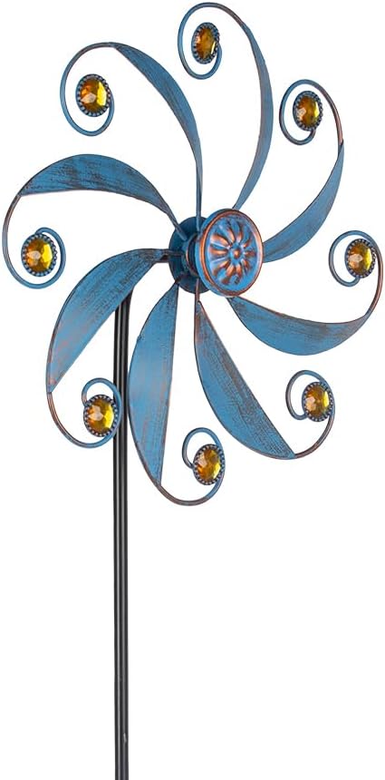 Stargarden Wind Spinner, Metal Outdoor Wind Sculptures & Spinners, Small Garden Pinwheels for Yard
