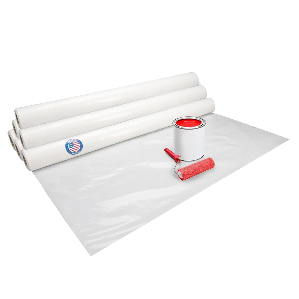Plastic Sheeting 4 mil, 6' x 50' (300 sq.ft.), Pack of 6 - Thick Semi-Clear Plastic Sheeting for