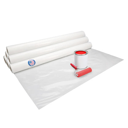 Plastic Sheeting 4 mil, 6' x 50' (300 sq.ft.), Pack of 6 - Thick Semi-Clear Plastic Sheeting for