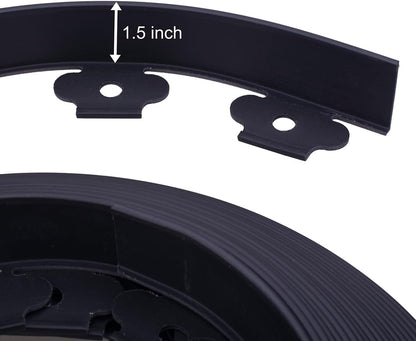 Garden Edging，200FT Landscape Edging with 300 Spikes for Lawn 1.5 Inch Tall(Black, 40FT)