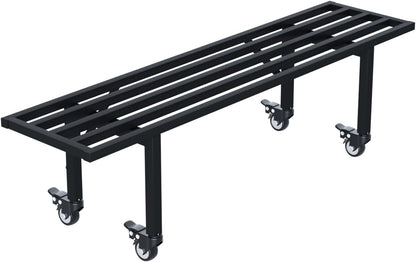 Zhongma One Tier Metal Plant Stand with Wheels,(35.43 L x 8.66 W x 10.3 H) Heavy Duty Plant Holder