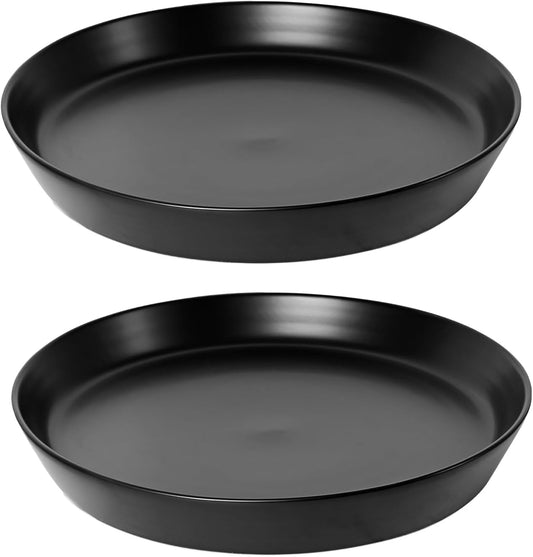 2 Pack Ceramic Plant Saucer 4 Inch, Heavy Duty Plant Pot Tray for Indoor & Outdoor, Glazed Ceramic