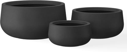 Kante 19.6",15.7",11.8" Dia Round Concrete Planters Set of 3, Outdoor Indoor Garden Plant Pots with