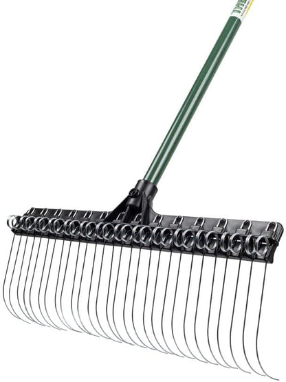 THE GROUNDSKEEPER II Rake 55-inch Lightweight Fiberglass Handle, 21-inch Head, Durable Steel Tines