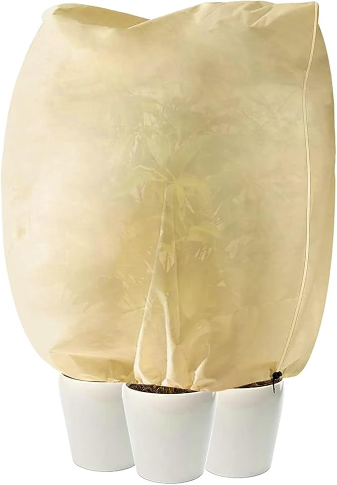 LangRay Plant Covers Freeze Protection, Winter Frost Cloths 2.8oz/yd² with Zipper and Drawstring