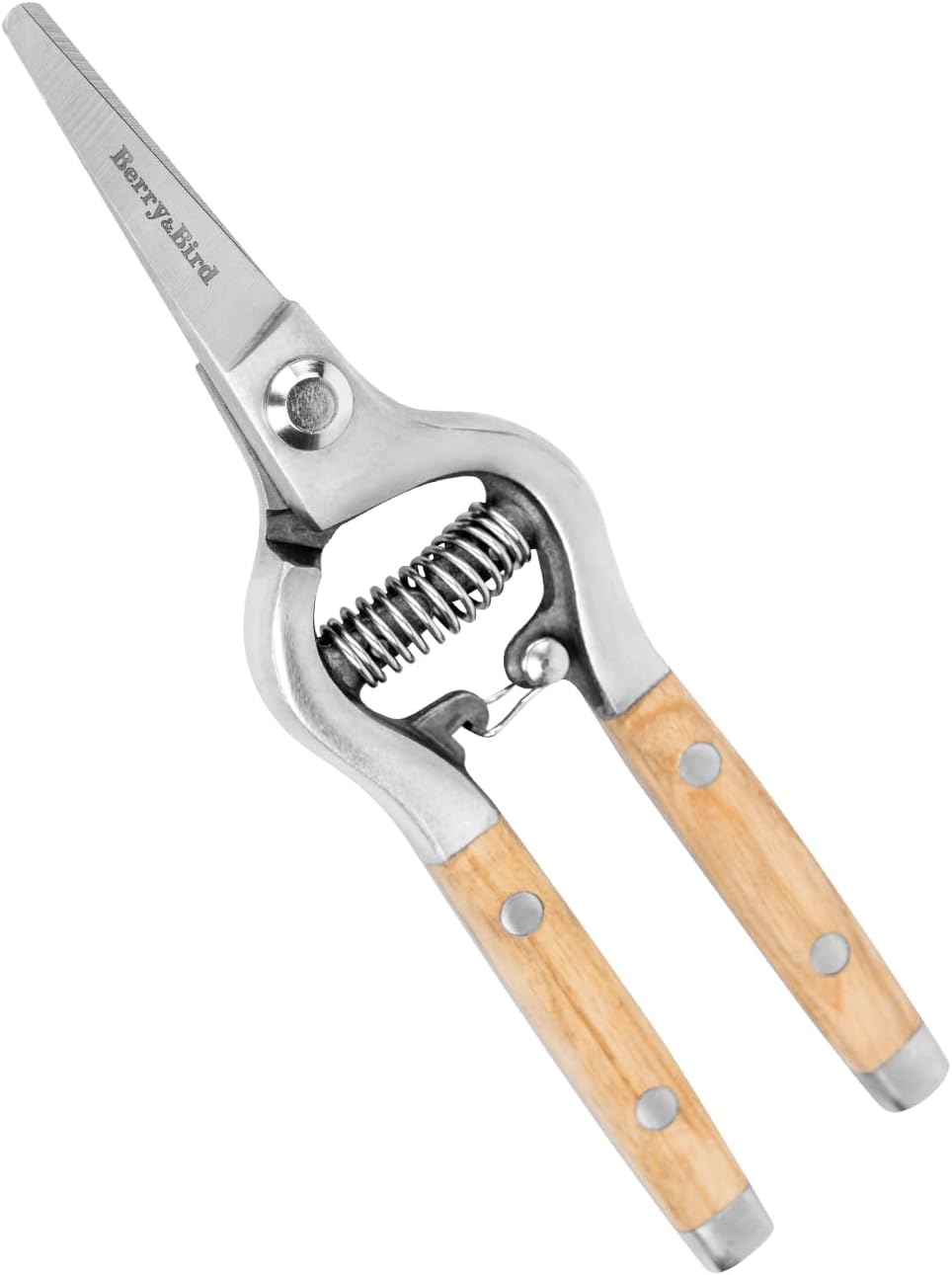 Berry&Bird Straight Pruning Shears with Stainless Steel Blades Garden Hand Pruner 8'' Scissors with