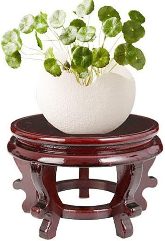 Happyyami Indoor Plants Wood Stool Plant Stand Chinese Style Flower Pot Display Rack Garden Planter