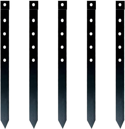 24Pcs Metal Garden Landscape Edging Stakes Black,10in anchoring Stakes Landscape Anchoring Spikes