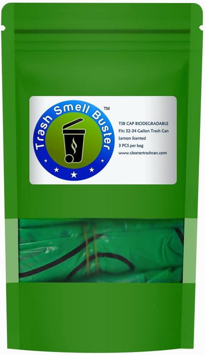 Outdoor Trash Can Cover Biodegradable Odor Eliminating Bag with Elastic Band Lemon Scented Durable