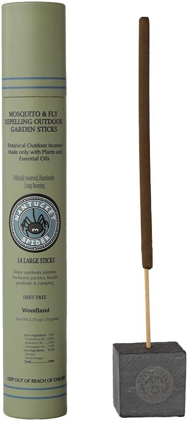 Nantucket Spider Mosquito Repellent Sticks 14 Pack and Holder | Repels Mosquitoes & Flies | Slate