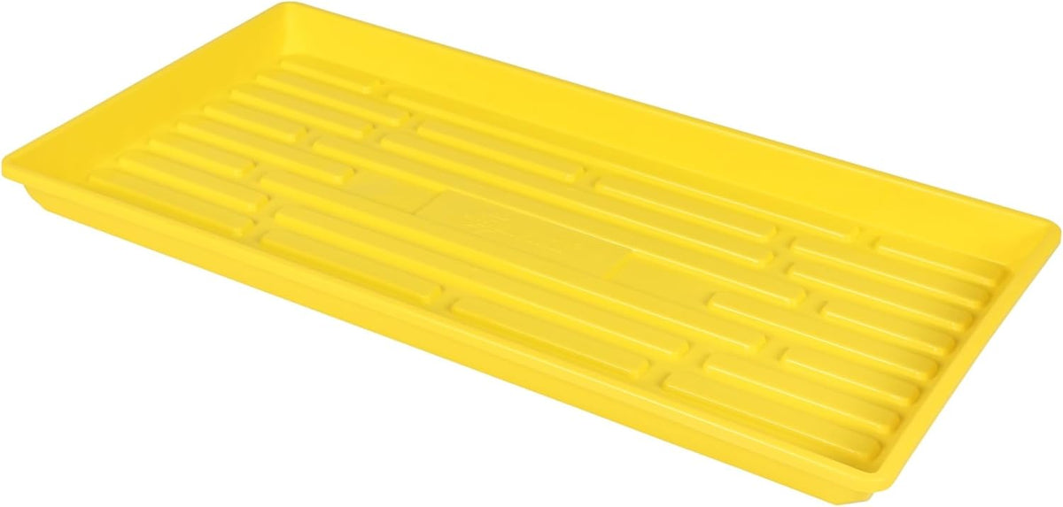 SUNPACK 10" x 20" Heavy Duty Shallow Plastic Seed Starting Tray, Yellow, 1" (Pack of 10) - No