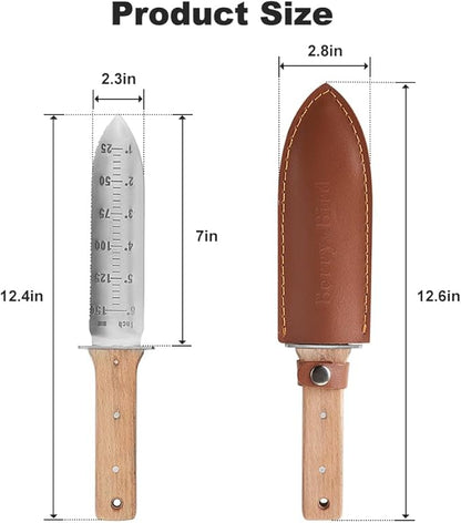 Berry&Bird Hori Hori Garden Knife with Leather Sheath, Premium Gardening Soil Knife with 6"