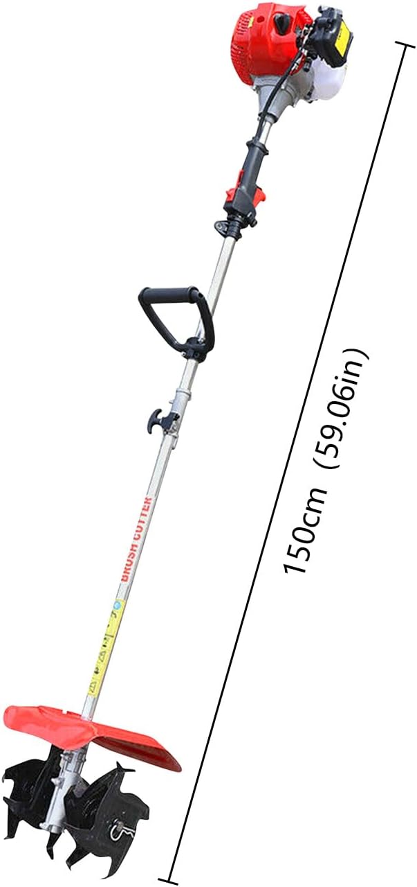Gas Powered Tiller Cultivator 42.7CC 2-Stroke Handheld Garden Rotary Cultivator Rototiller Cordless