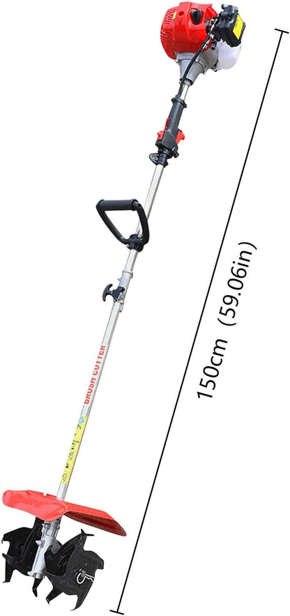 Gas Powered Tiller Cultivator 42.7CC 2-Stroke Handheld Garden Rotary Cultivator Rototiller Cordless
