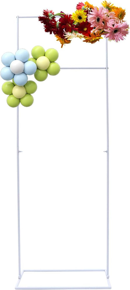 DYNAMI White Square Wedding Backdrop Stand, Steel Rectangular Balloon Arch Stand w/Base,for Wedding