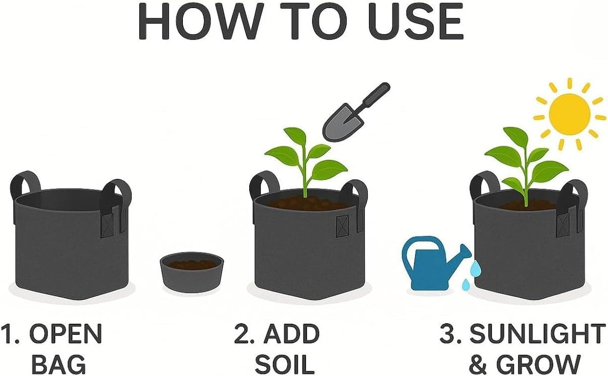 Square Geo Fabric Grow Bag 400 GSM Durable Breathable UV Resistant Reusable Plant Container for