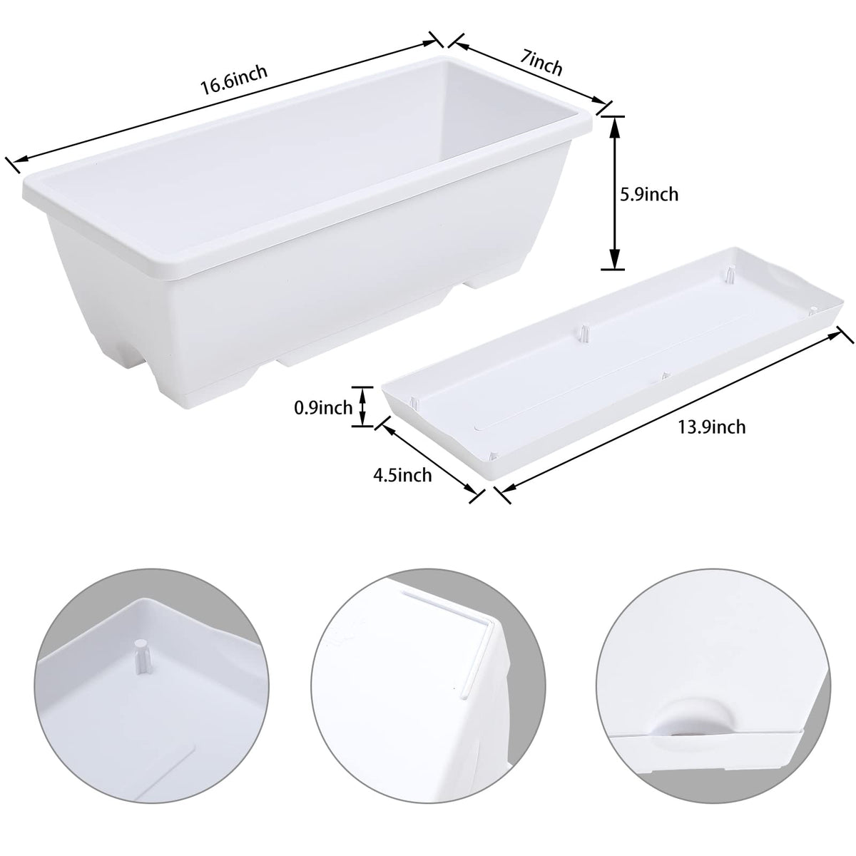 CHUKEMAOYI Window Box Planter, 7 Pack Plastic Vegetable Flower Planters Boxes 17 Inches Rectangular