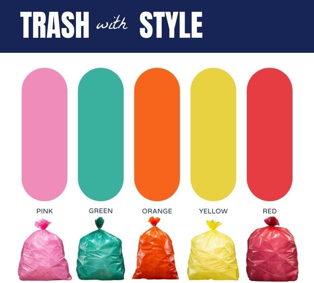 Plasticplace 12-16 Gallon Trash Bags │ 1.2 Mil │ Pink Garbage Can Liners │ 24” x 31” (250 Count)