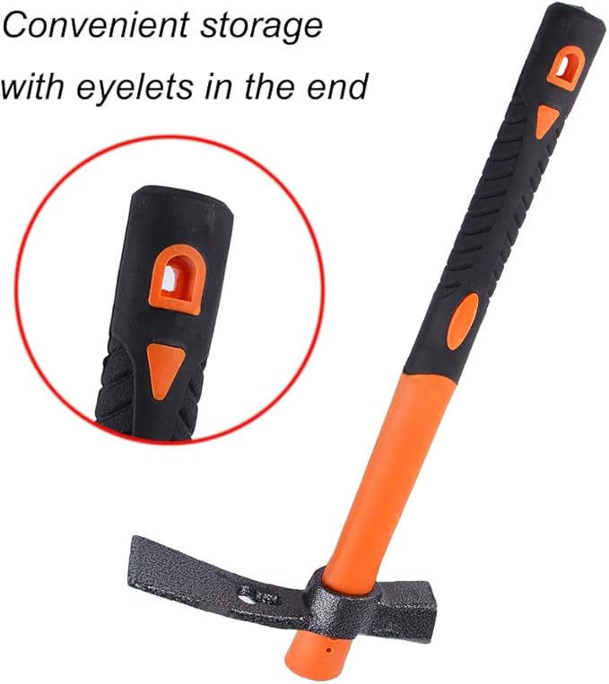 Dual Head Hammer Hoe with Heavy Duty Forged Adze and Ergonomic Non-Slip Handle for Gardening