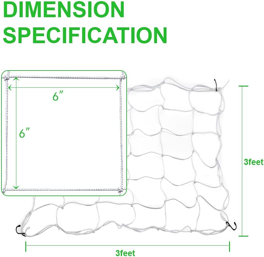 2 Pack Grow Tent Net Trellis Netting 4x4Ft Elastic Trellis Netting Includes 8 Iron Hooks Flexible