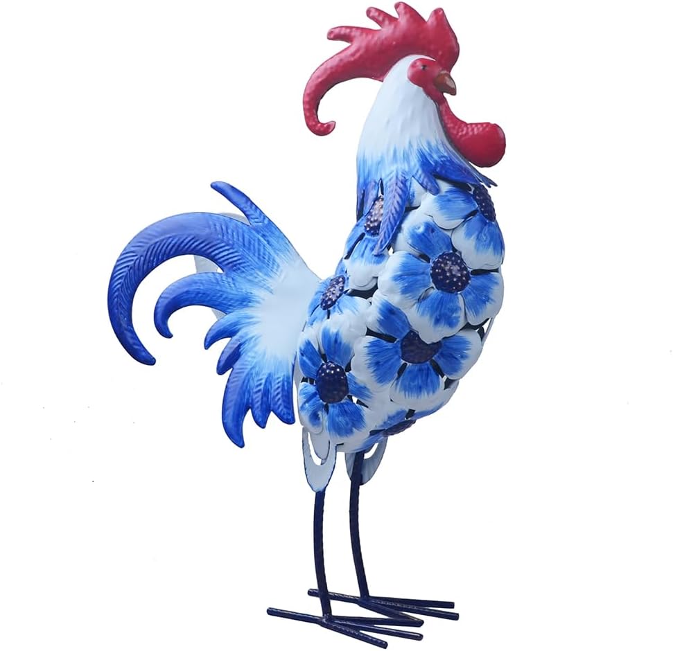 Rooster Statue Chicken Animal Sculpture Garden Decoration Metal Yard Art for Patio Lawn Backyard