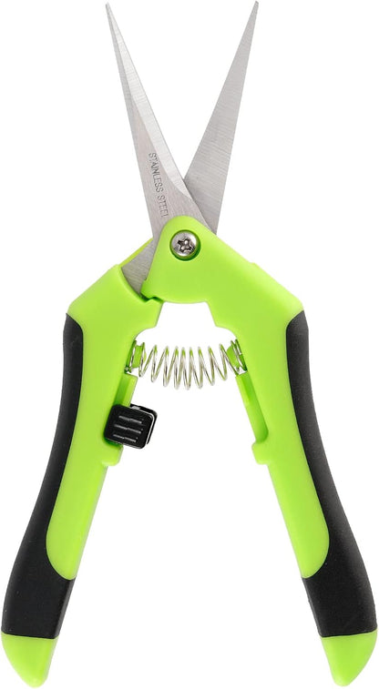 PINGEUI 12 Pack 6.5 Inches Green Micro Tip Pruning Snips, Bud Trimming Scissors with Straight Tip