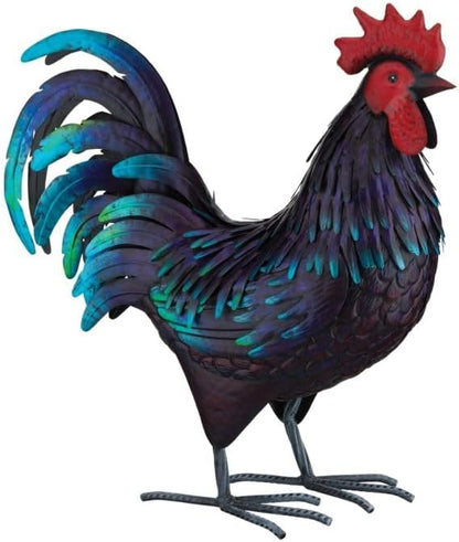 Regal Art & Gift Handcrafted Metal Rooster Statue, Weather-Resistant Farmhouse Yard Art