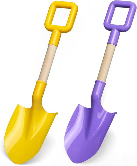 Dilabnba 16Inch Kids Beach Spades Sand Shovels, Jumbo Sturdy Wood Handle ABS Plastic Shovels Scoops