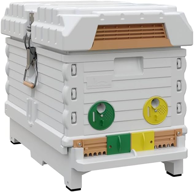 Apimaye Insulated 7 Frame Langstroth Nucleus Assembled Bee Hive Set with Plastic Core Frames &
