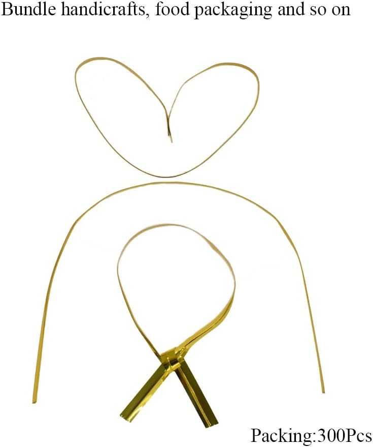 HAHIYO 300Pcs 6inches Gold Metal Twist Ties Bread Candy Coffee Bag Ties Plant Garden Twist Ties for