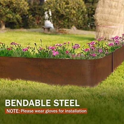 Worth Garden 6 Pack Cor-Ten Steel Landscape Edging w/Rust Patina Finish - 40" L x 8" H Strips