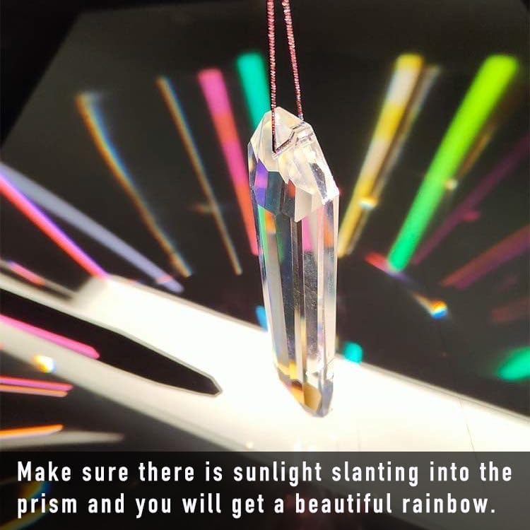 2PCS 5" Large Suncatchers Crystal Prisms, STINO Hanging Sun Catcher with Glass Prism, Rainbow Maker