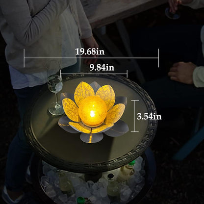 Huaxu Solar Lights Outdoor Garden Decor , Amber Crackle Globe Glass Lotus Decoration,Waterproof
