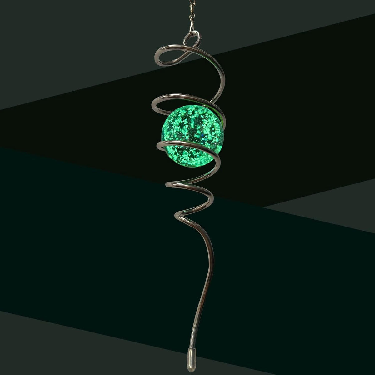 Glow in The Dark Gazing Ball Spiral Tail,Wind Spinner Tail Yard Art Decor,Hanging Rotating Sun