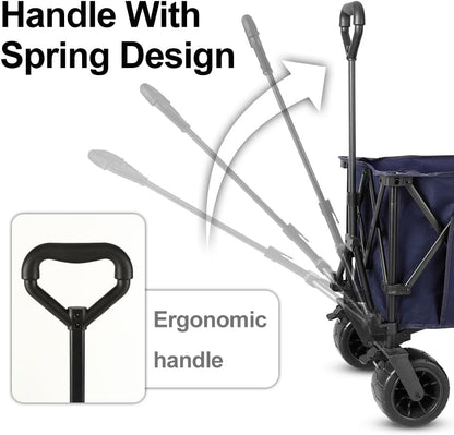 Whitsunday Collasible Wagon, Large Capacity 400Lbs, All-Terrain Wheels Heavy Duty Utility Wagon for