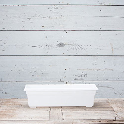 Root & Vessel 16242 Countryside Flower Box Planter, White, 24-Inch
