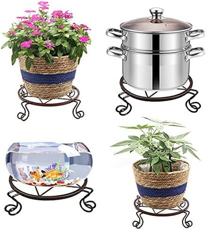 Flower Pot Stand Heavy Duty 2 Pack Planter Holder Indoor Outdoor Home & Garden Decor(Champagne)