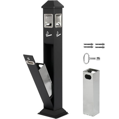 120cm Standing Waste Containers Trash Cans, Rubbish Bin Indoor Outdoor Stainless Steel Vertical