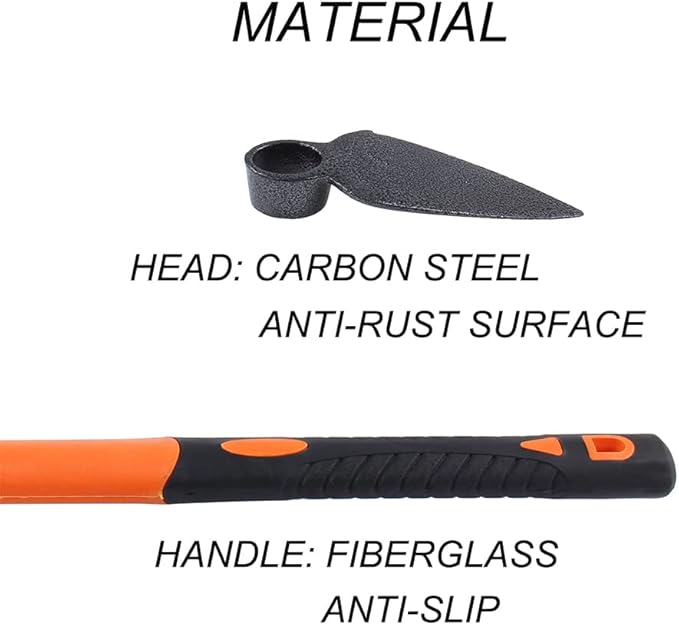 Single Head Sharp Hoe with Heavy Duty Forged Adze and Ergonomic Non-Slip Handle for Loosening Soil