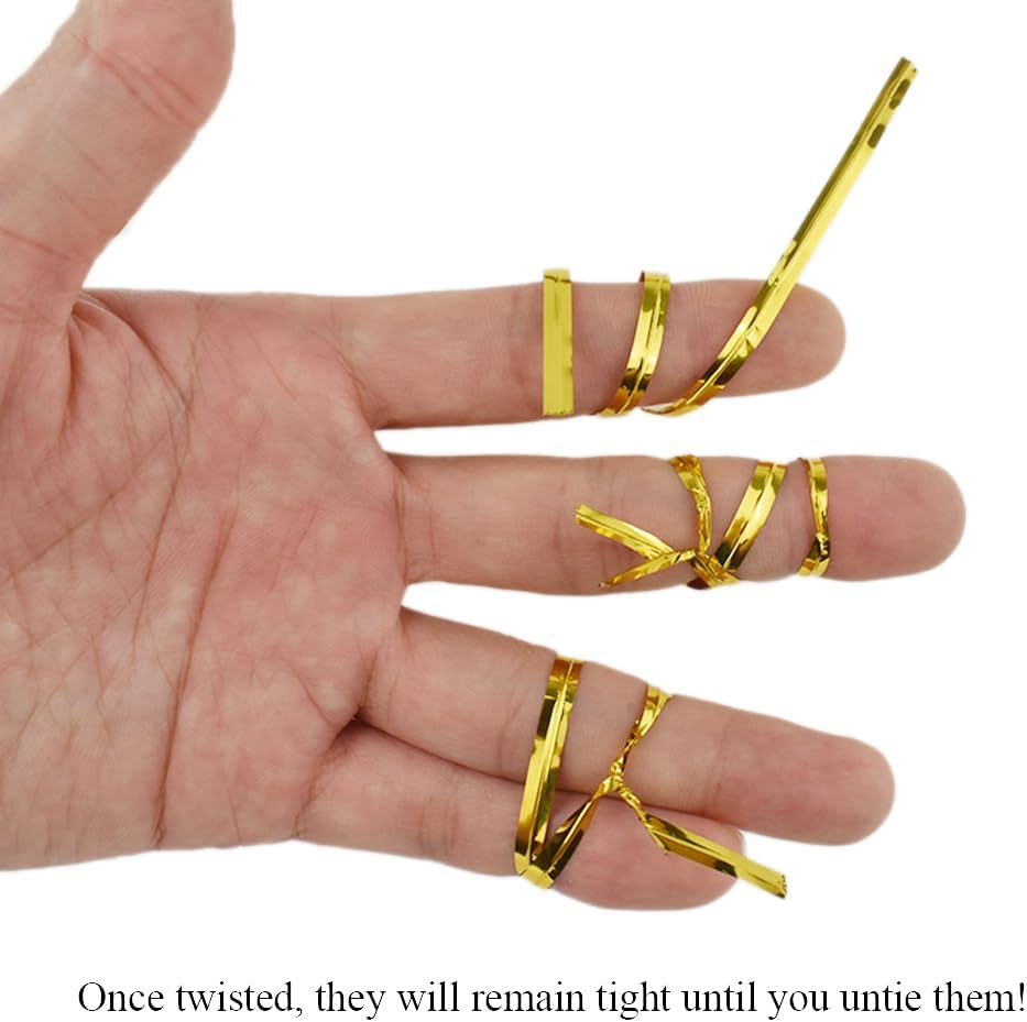 HAHIYO 300Pcs 8inches Gold Metal Twist Ties Bread Candy Coffee Bag Ties Plant Garden Twist Ties for