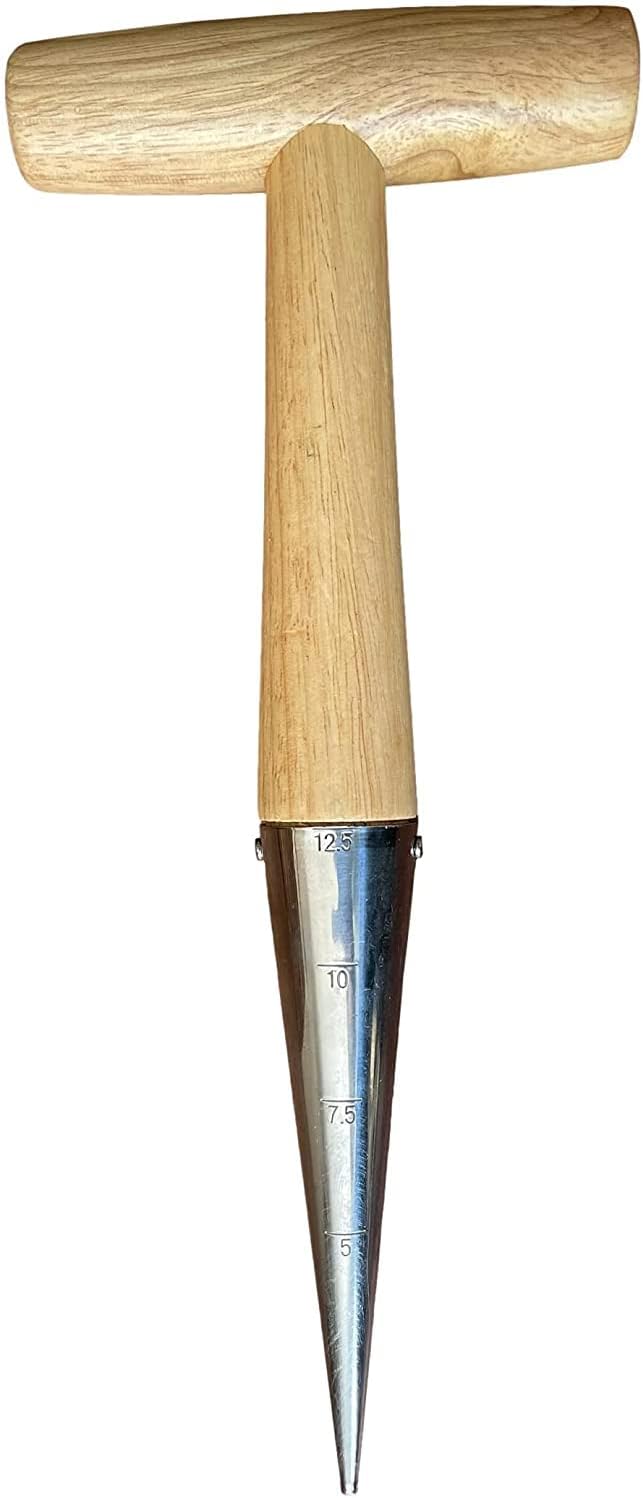 Garden Guru Steel Dibber Planter Tool for Planting Seeds & Bulbs - High Carbon Steel & Comfortable