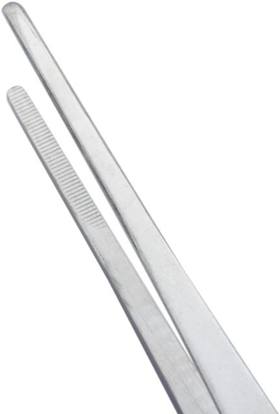 LGEGE 2pcs Long Handle Stainless Steel Straight and Curved Tweezers Nippers for Garden, Kitchen