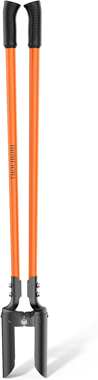 Post Hole Digger, Heavy Duty Post Hole Digger with Fiberglass Handle, Carbon Steel Blades, Manual