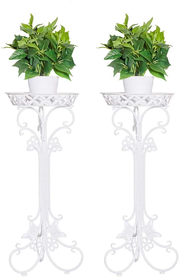 2 Pack Metal Potted Plant Stand Tall Flower Pot Stands Potted Holder Indoor Outdoor Decorative