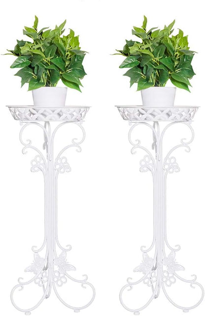 2 Pack Metal Potted Plant Stand Tall Flower Pot Stands Potted Holder Indoor Outdoor Decorative
