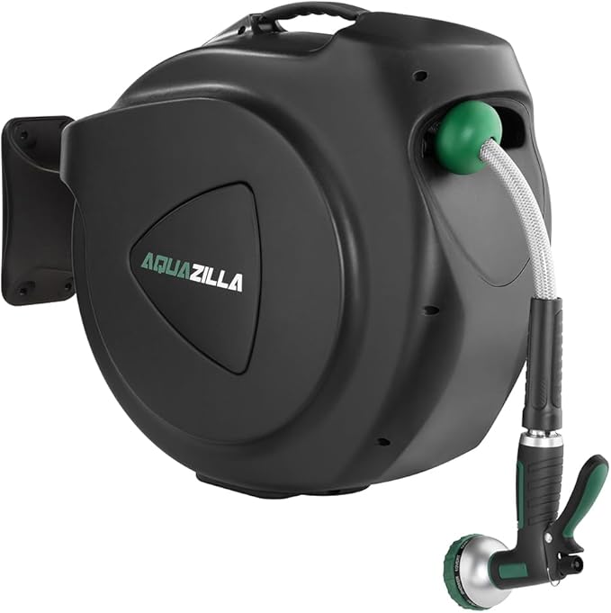 Retractable Garden Hose Reel, 120Ft x 1/2" Durable Wall Mounted Water Hose Reel with 180¡ãSwivel