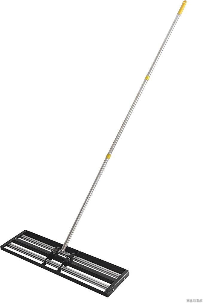 30"x10"Lawn Leveling Rake with Aluminum Rollers, Stainless Steel Yard Lawn Leveler Tool with
