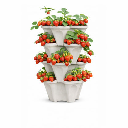 Vertical Garden Planter 4 Tier Stackable System 16 Plants, Space Saving Herb, Strawberry & Food
